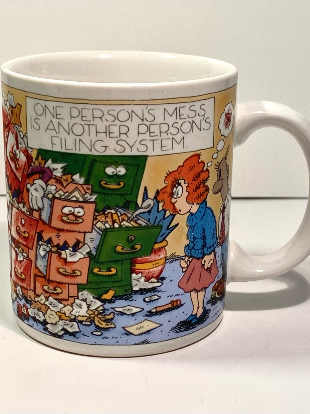 Vintage 1987 Messy Office Comic Strip Ceramic Coffee Mug